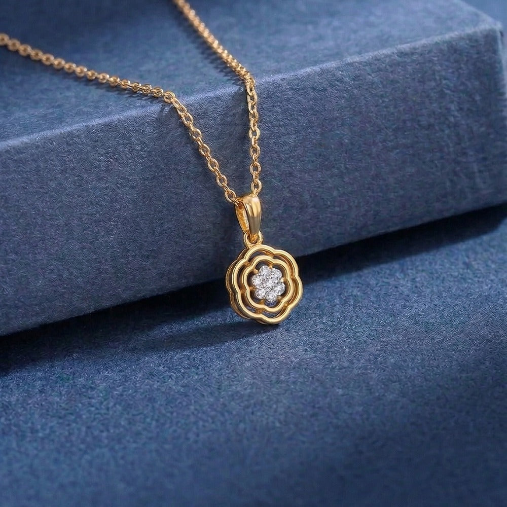 Gold & Diamond Floral Pendant Set KRC40611