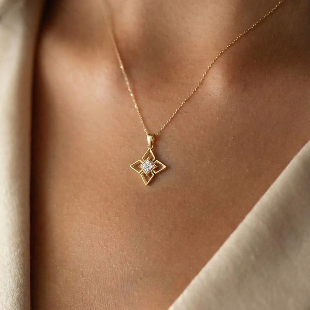 Gold & Diamond Floral Pendant Set KRC40610