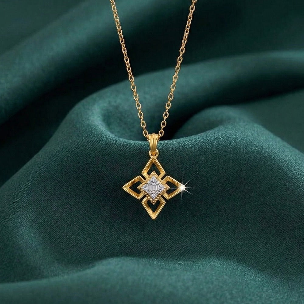 Gold & Diamond Floral Pendant Set KRC40610