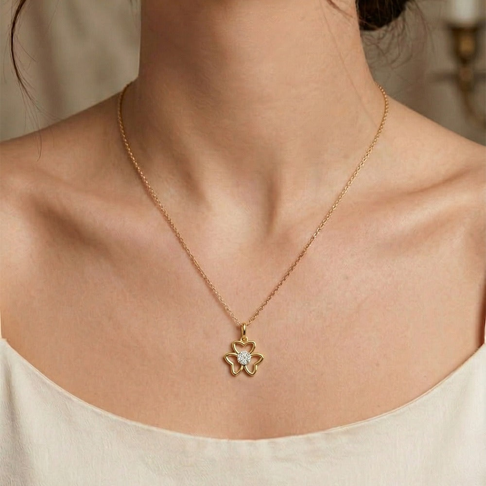 Gold & Diamond Floral Pendant Set KRC40609