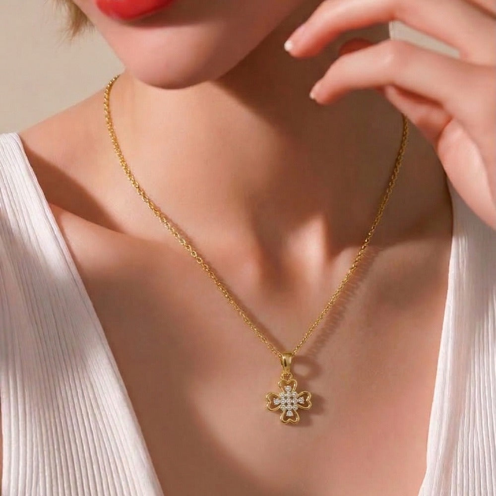 Gold & Diamond Floral Pendent Set KRC40608
