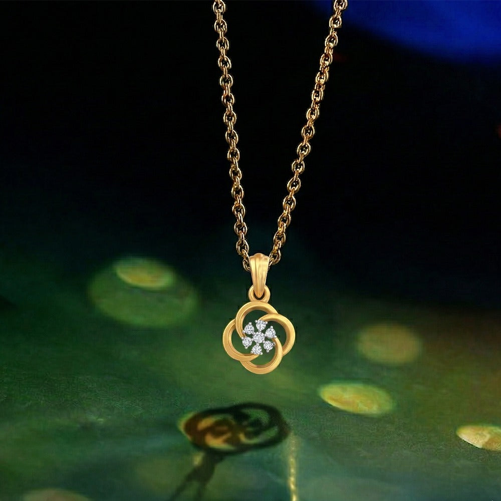 Gold & Diamond Floral Pendant Set KRC40607