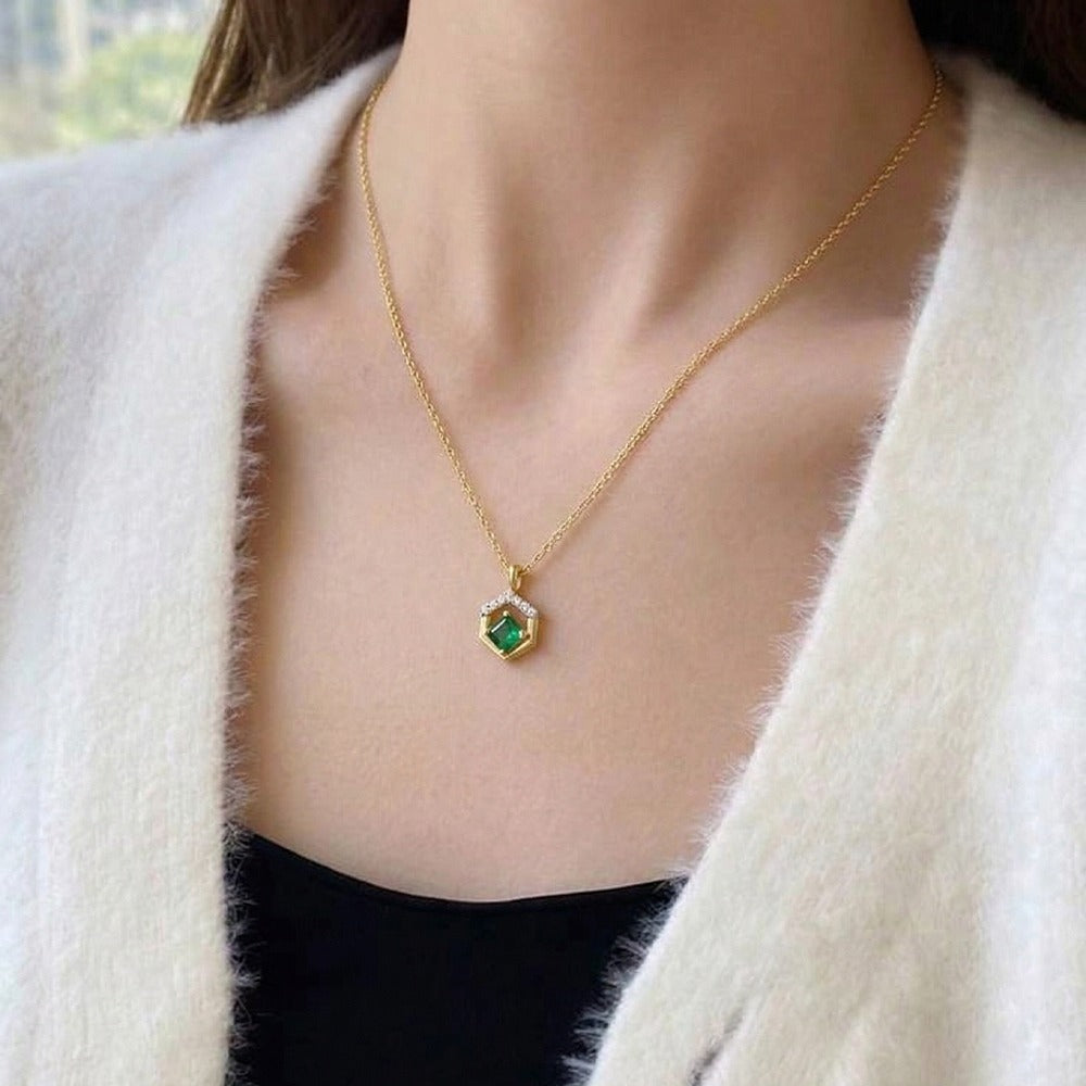 Gold & Diamond Gemstone Pendant Set KRC40606