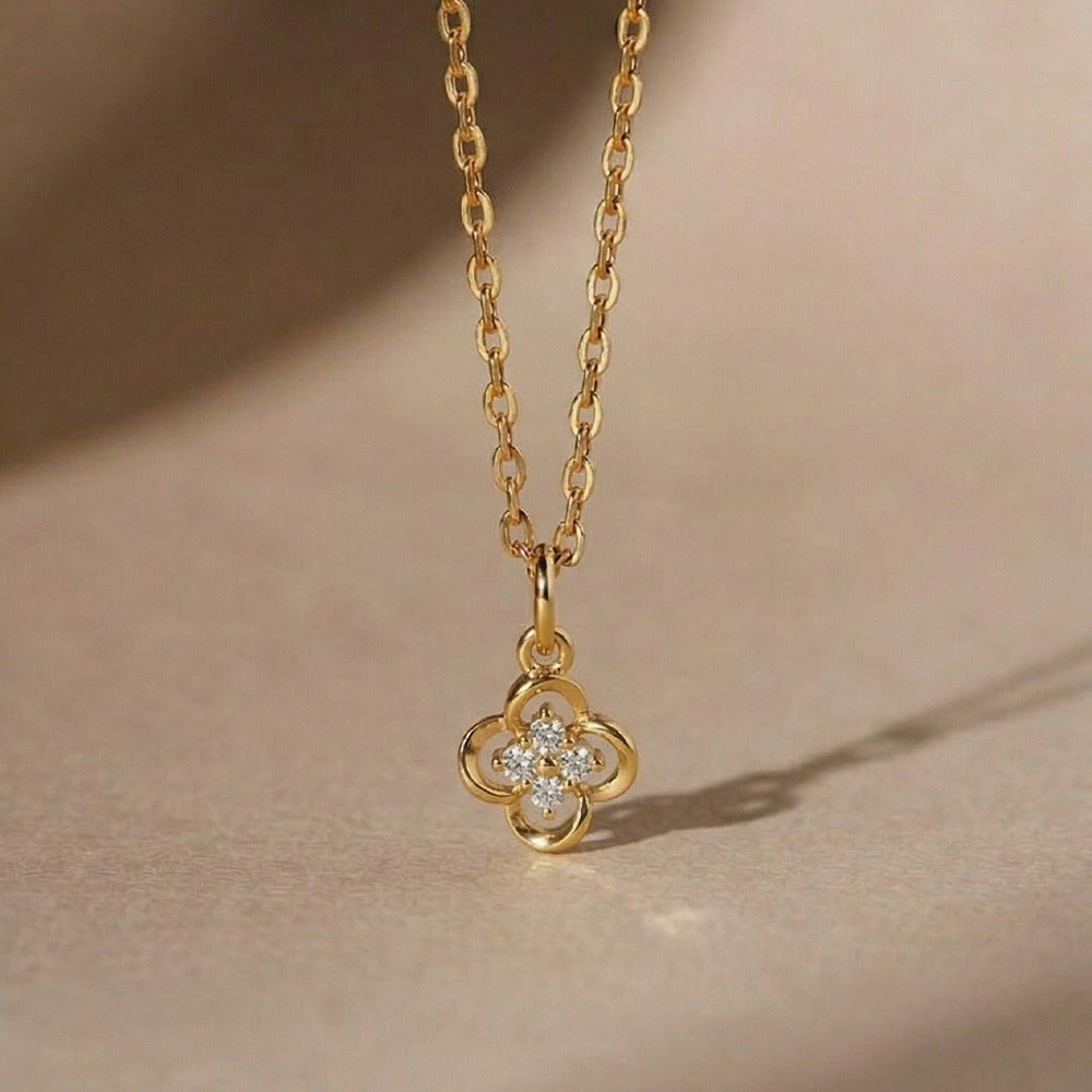 Gold & Diamond Floral Pendant Set KRC40601
