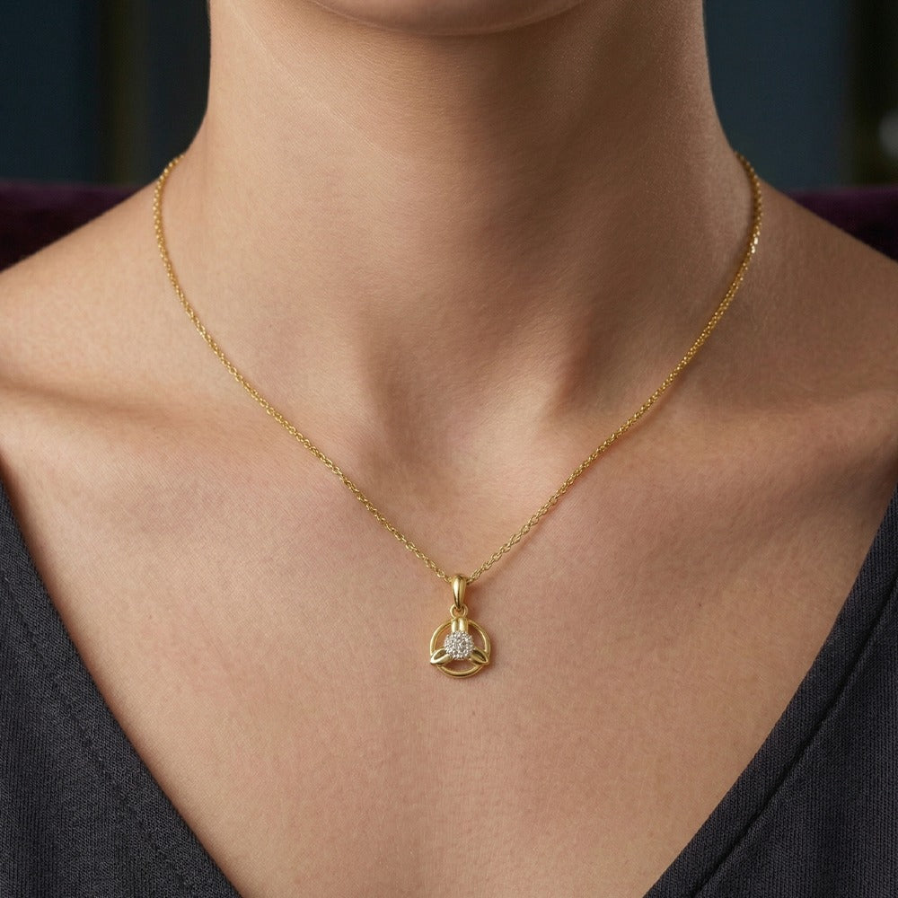 Gold & Diamond Floral Pendant Set KRC40598