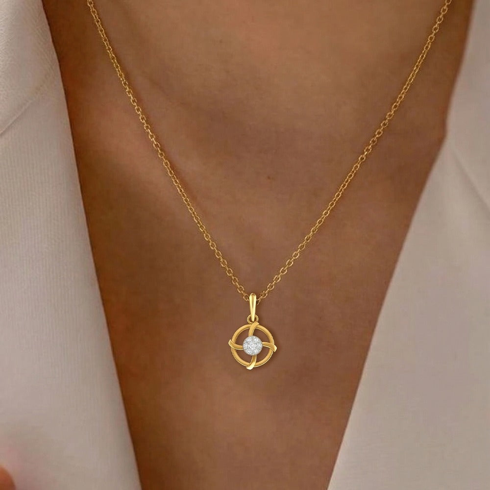 Gold & Diamond Floral Pendant Set KRC40594