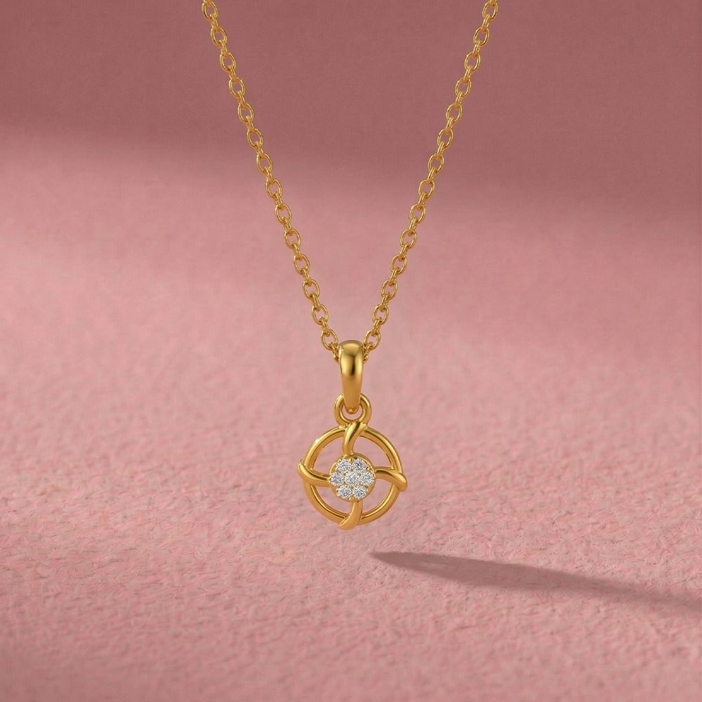 Gold & Diamond Floral Pendant Set KRC40594