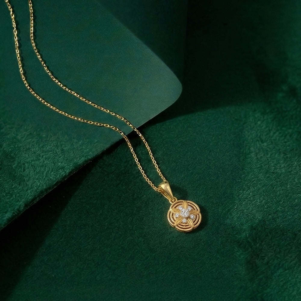 Gold & Diamond Floral Pendant Set KRC40592