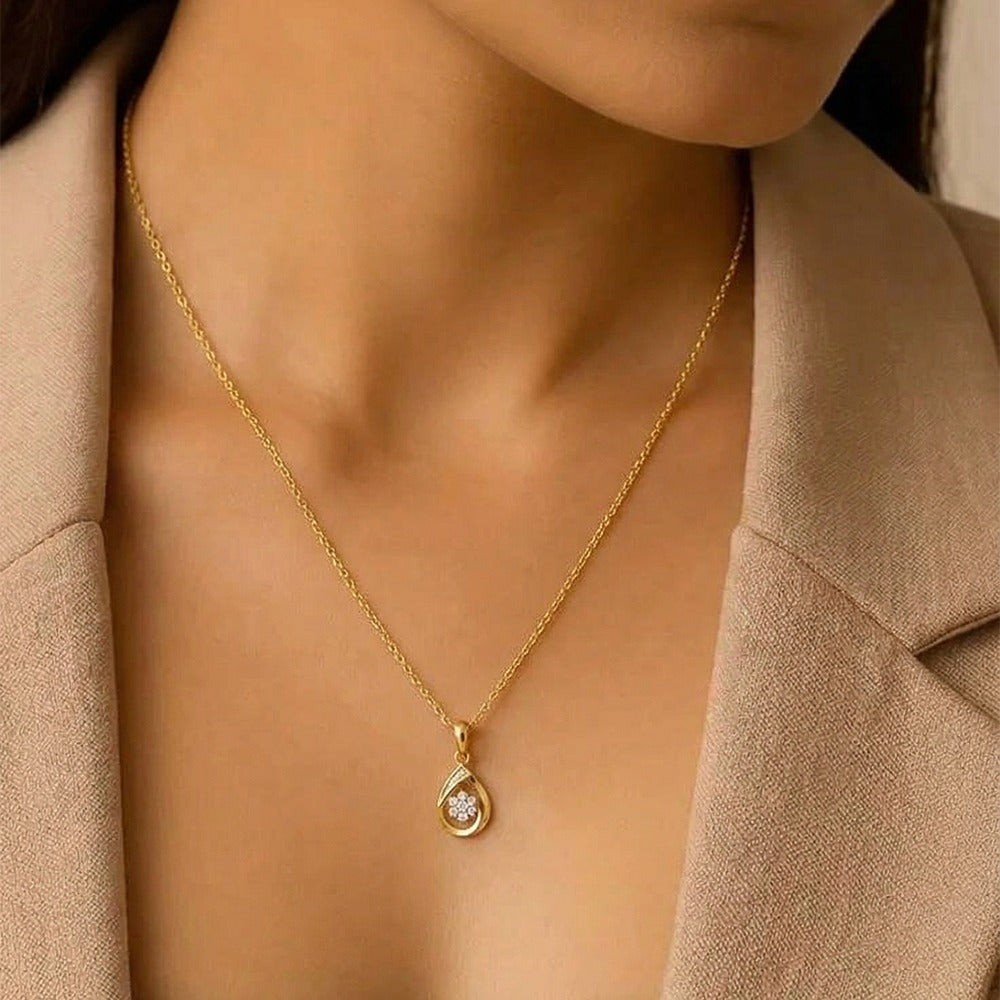 Gold & Diamond Floral Pendant Set KRC40591