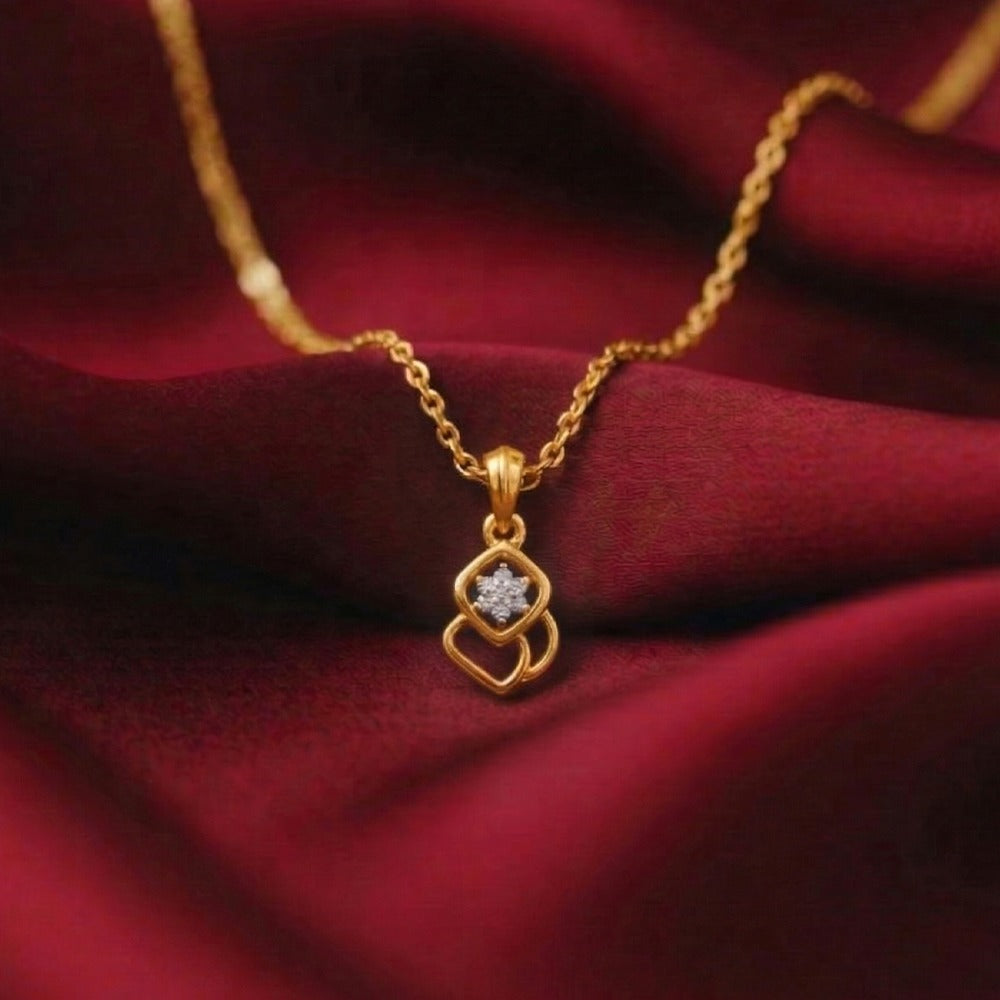 Gold & Diamond Floral Pendant Set KRC40590