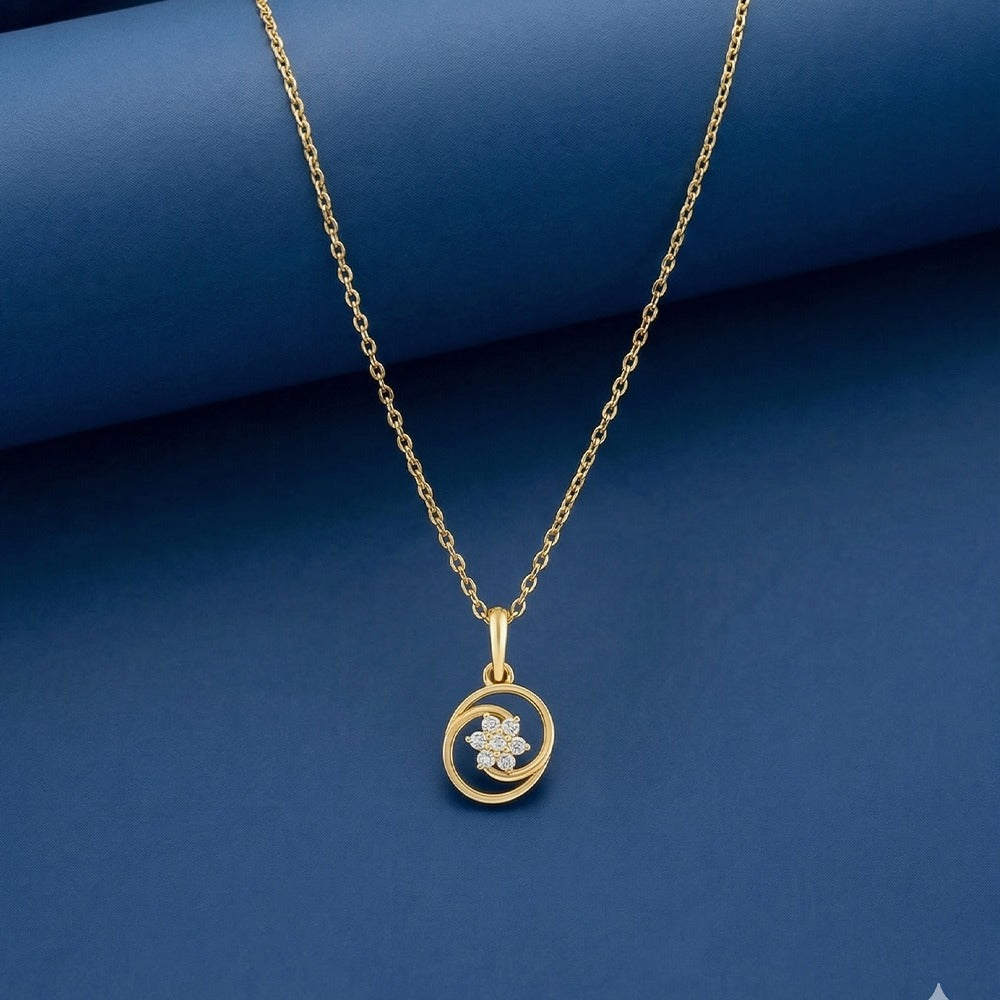 Gold & Diamond Floral Pendant Set KRC40587