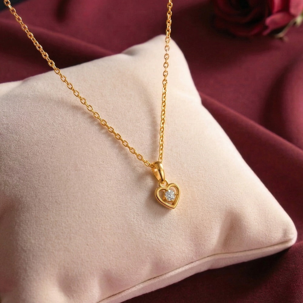 Gold & Diamond Heart Pendant Set KRC40586