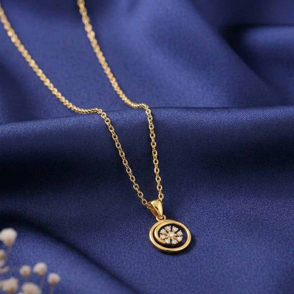 Gold & Diamond Round-Shaped Pendant Set KRA40154P