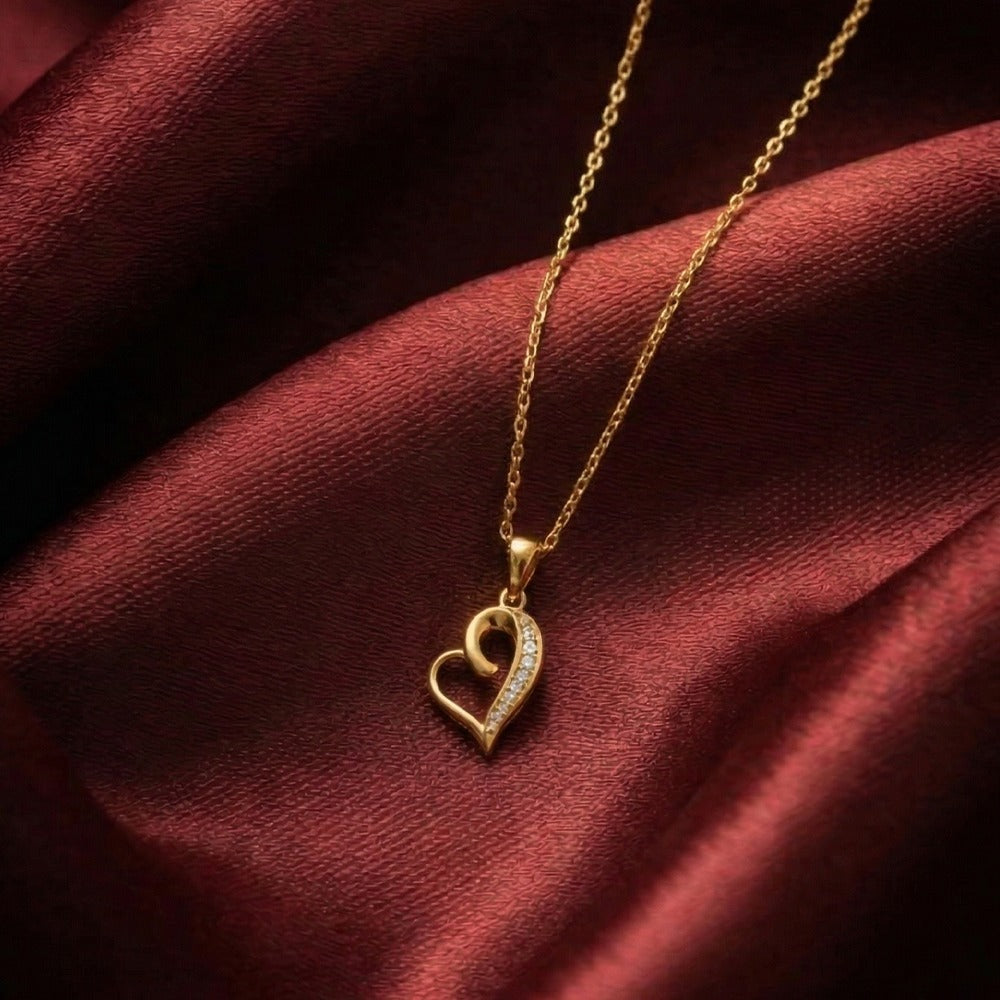 Gold & Diamond Heart Pendant Set KRC40580