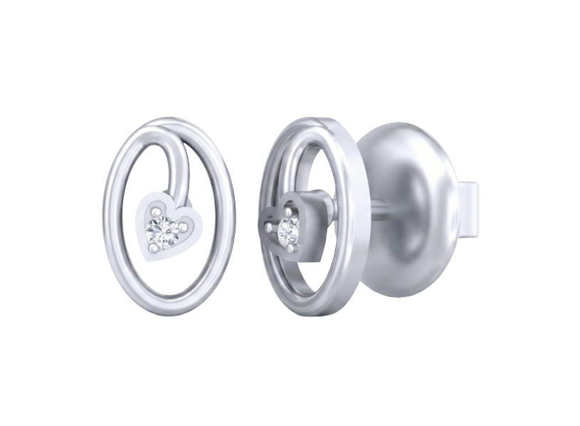 White gold and diamond earrings on a white background