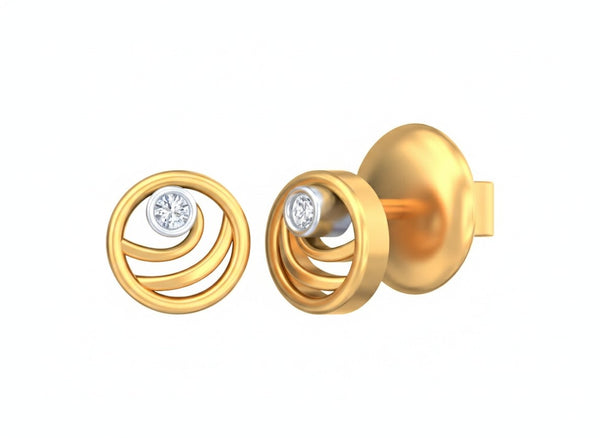Gold & Diamond Round-Shaped Women Earring KRC30136