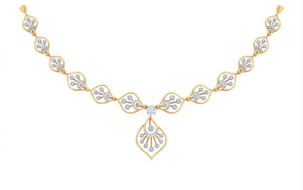 Gold & Diamond Floral Necklace Set KRC60075N