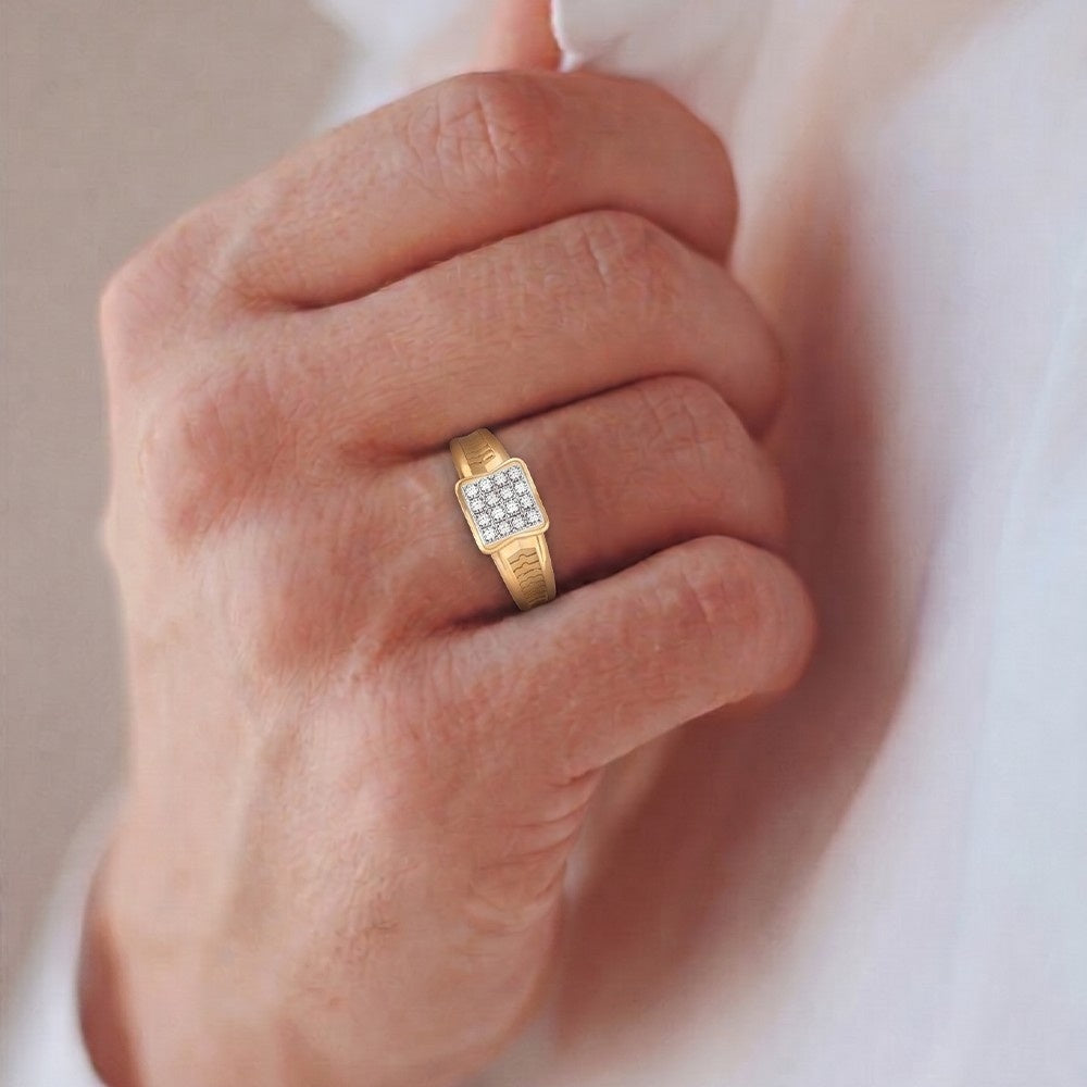 Gold & Diamond Square Ring For Men KRC20267