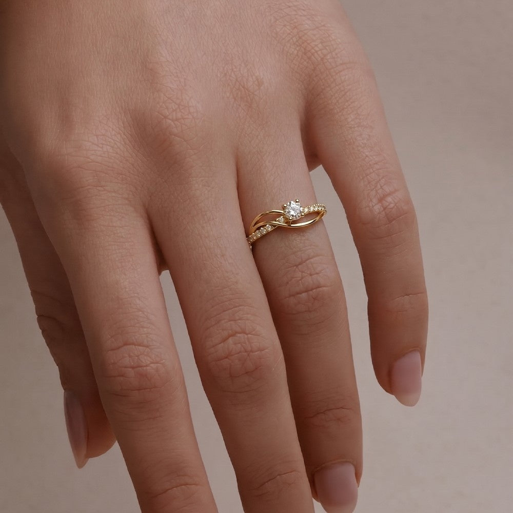 Gold & Diamond Engagement Ring For Women KRC10828
