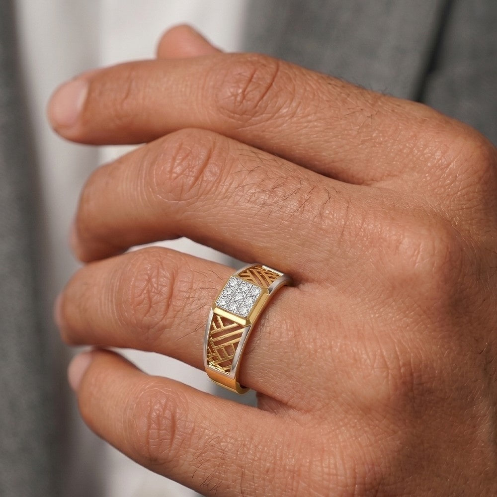 Close-up shot of gold and diamond ring