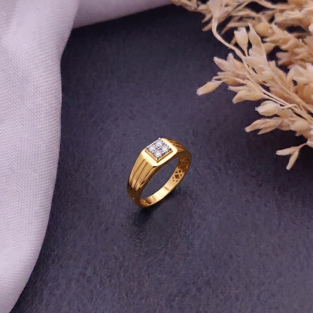 Gold & Diamond Band Ring For Men KRC20253