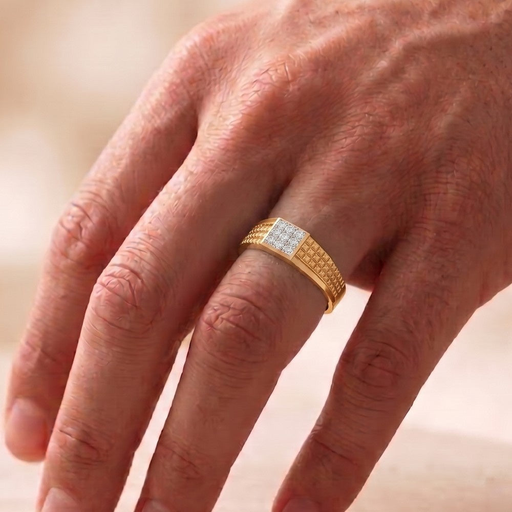 Gold & Diamond Band Ring For Men KRC20124