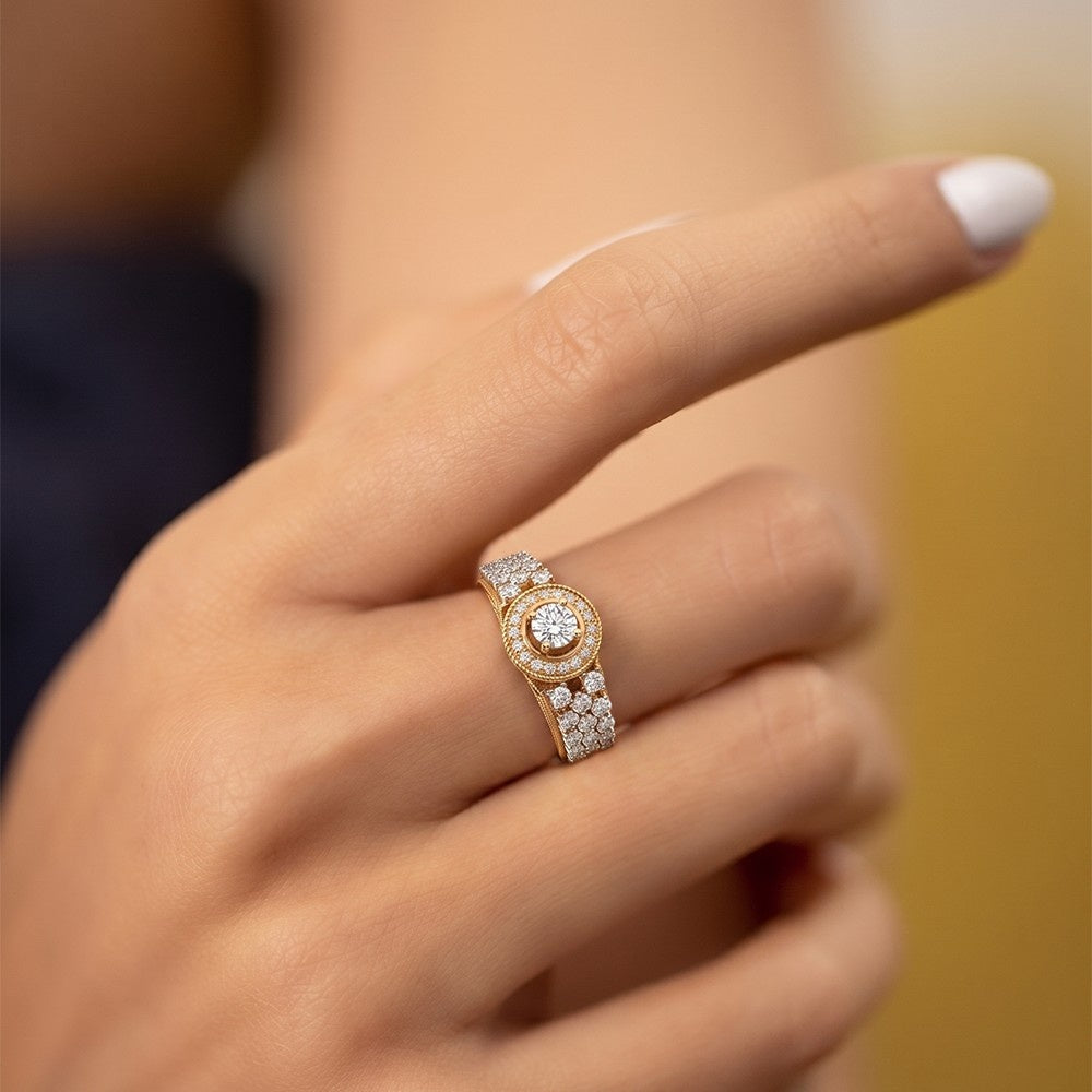 Gold & Diamond Engagement Ring For Women KRC10915