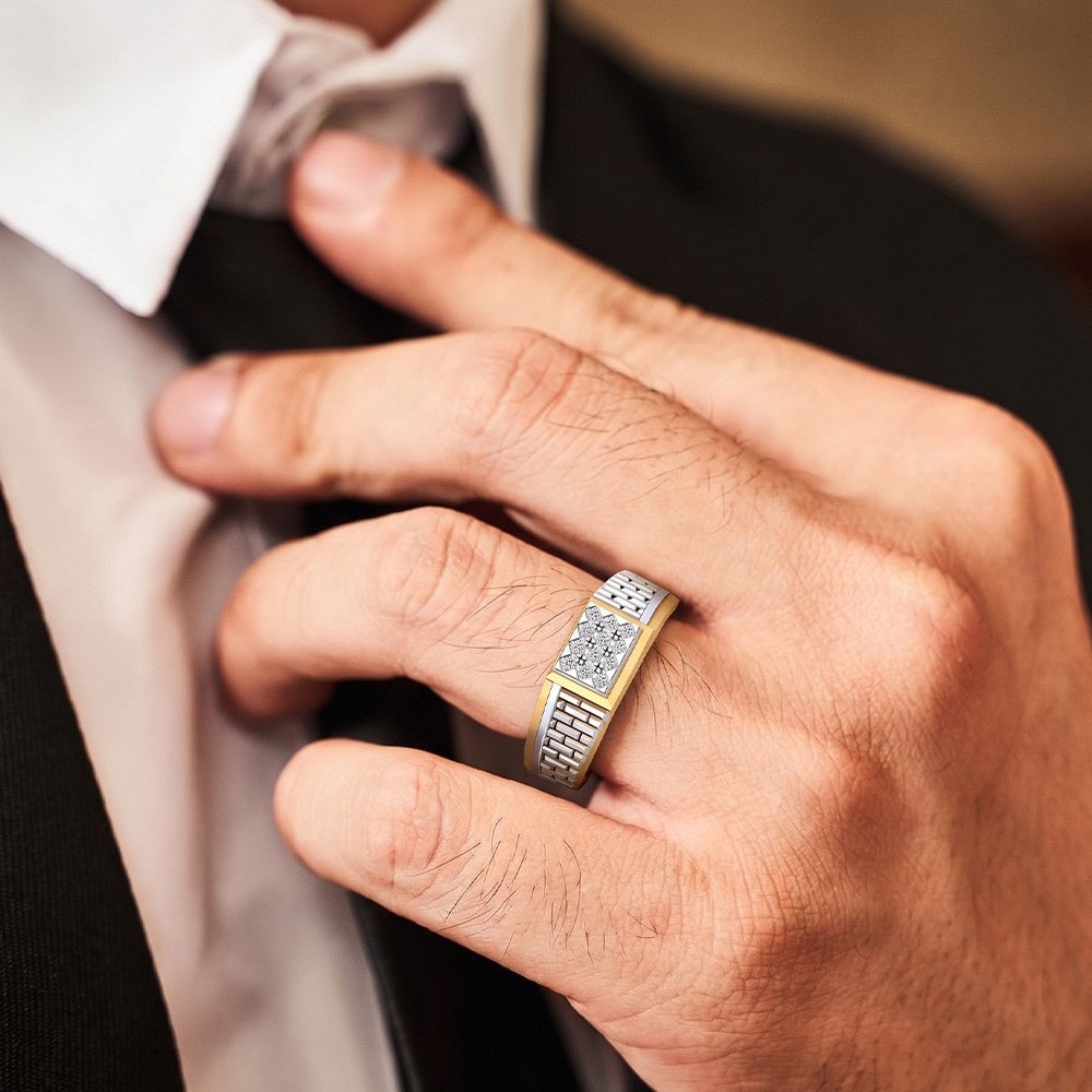 Gold & Diamond Band Ring For Men KRC20205