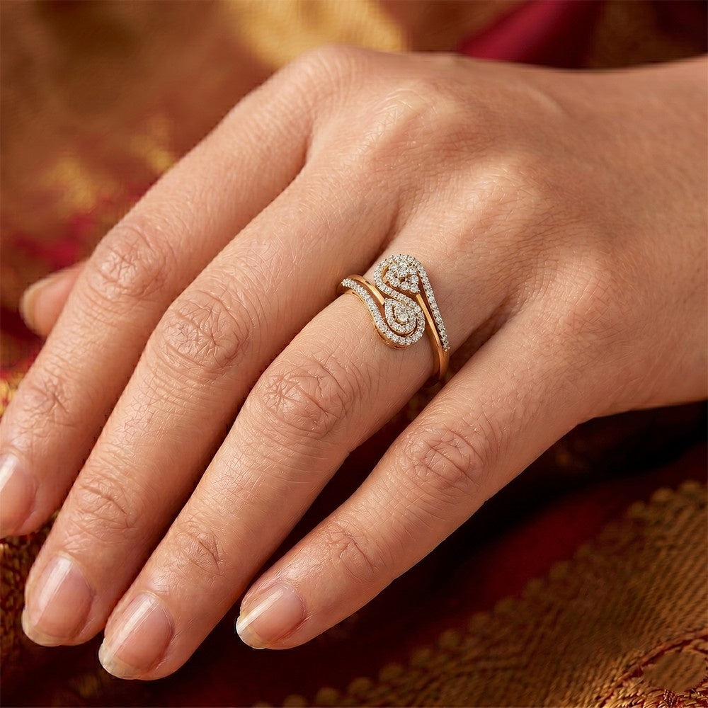 Gold & Diamond Cocktail Ring For Women KRC10813