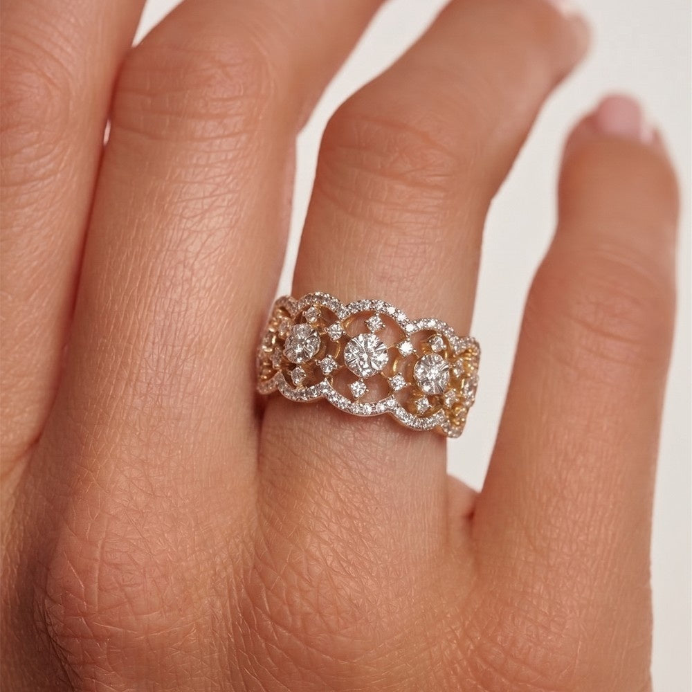 Gold & Diamond Cocktail Ring For Women KRC10755