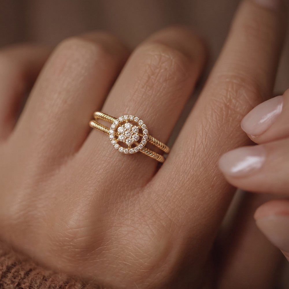 Gold & Diamond Engagement Ring For Women KRC10903