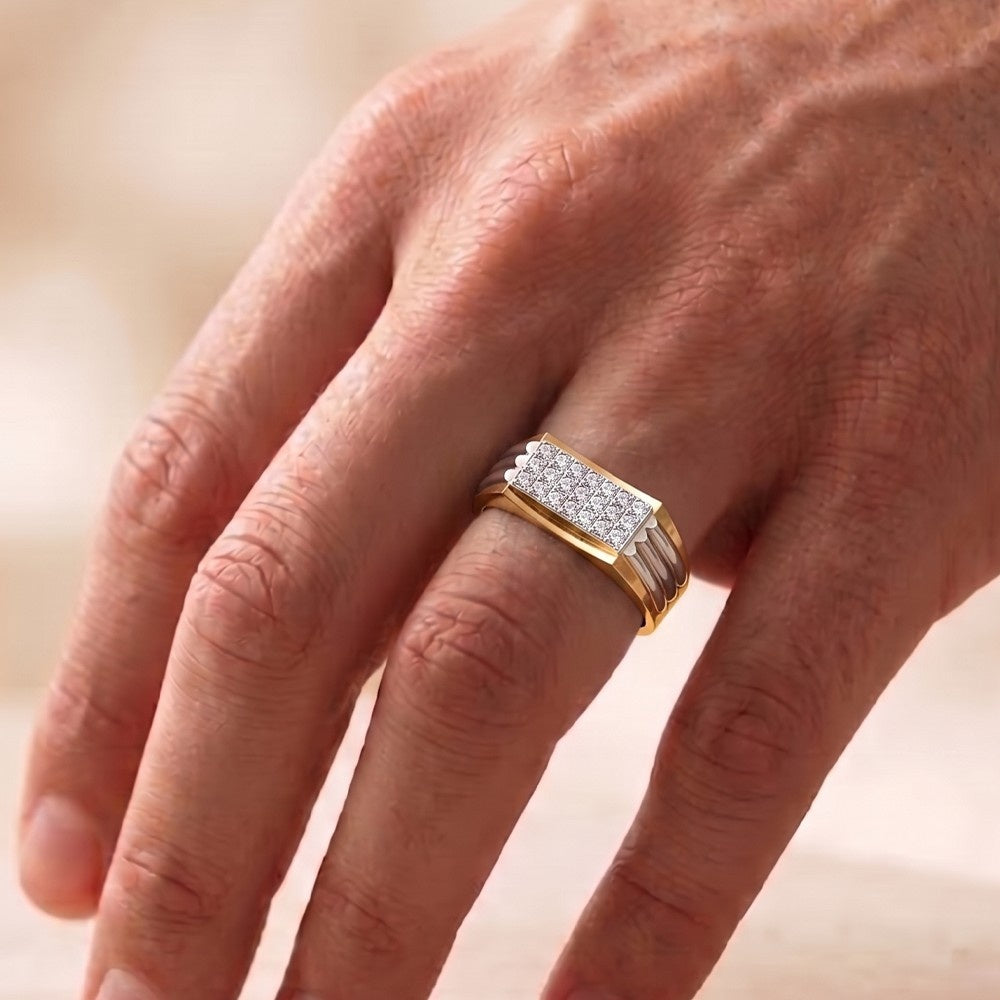 Gold & Diamond Band Ring For Men KRB20096