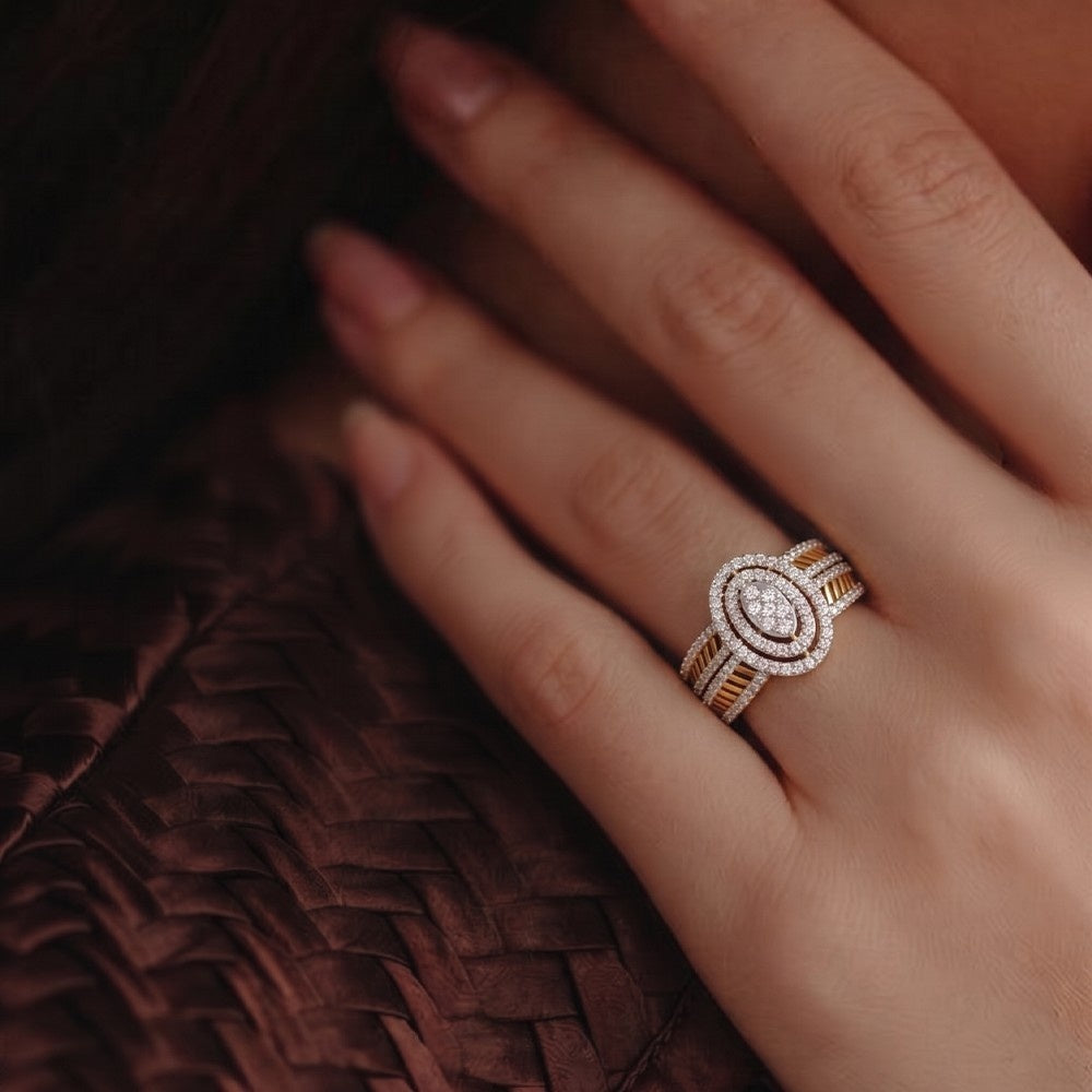 Gold & Diamond Cocktail Ring For Women KRC10538