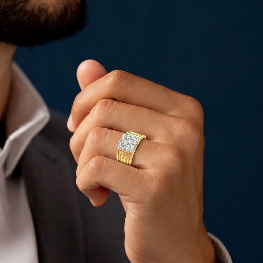 Gold & Diamond Engagement Ring For Men KRB20008