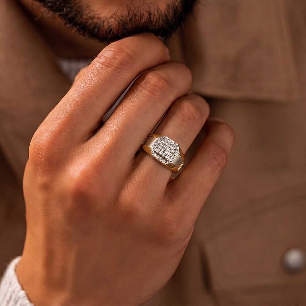Gold & Diamond Band Ring For Men KRC20170