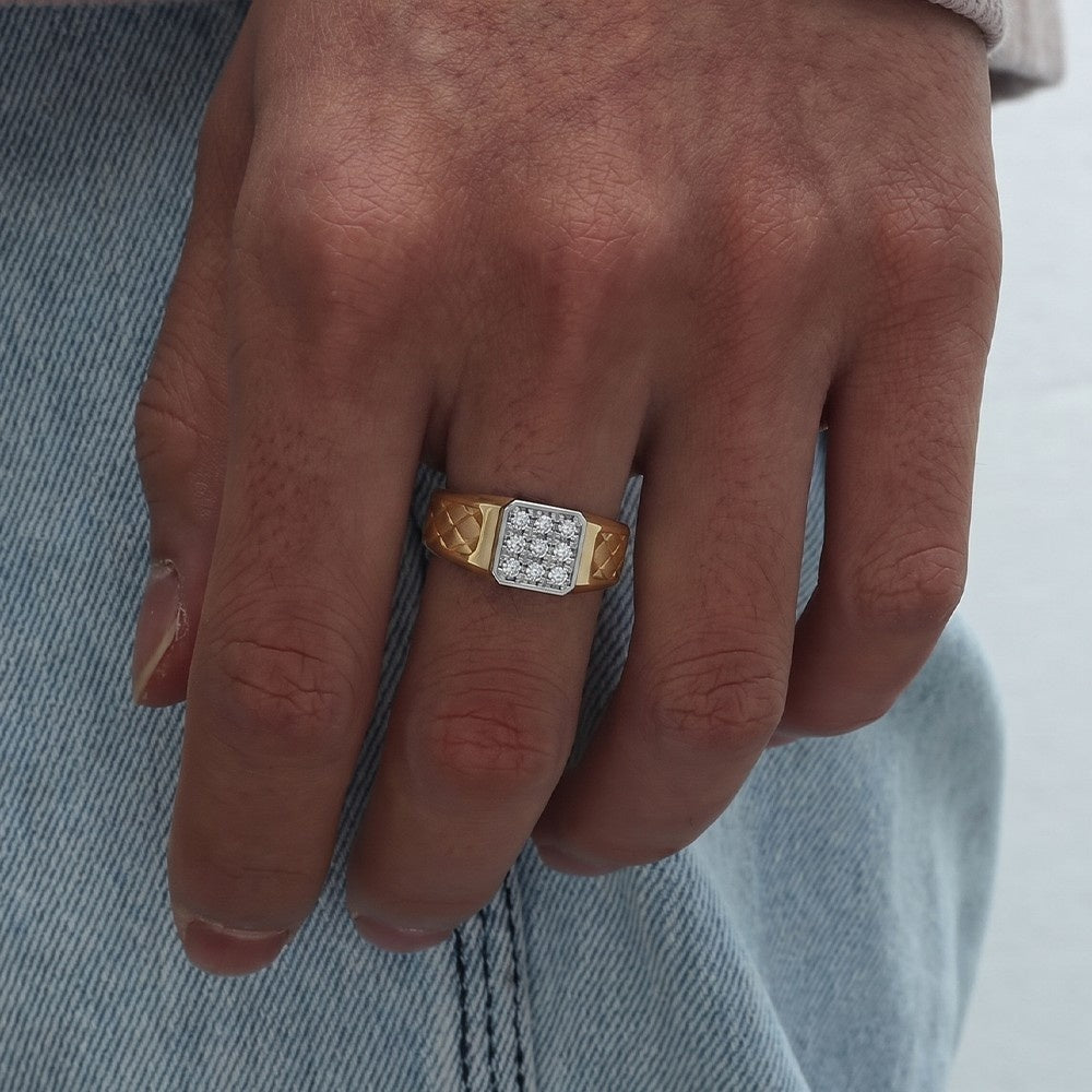 Gold & Diamond Band Ring For Men KRC20280
