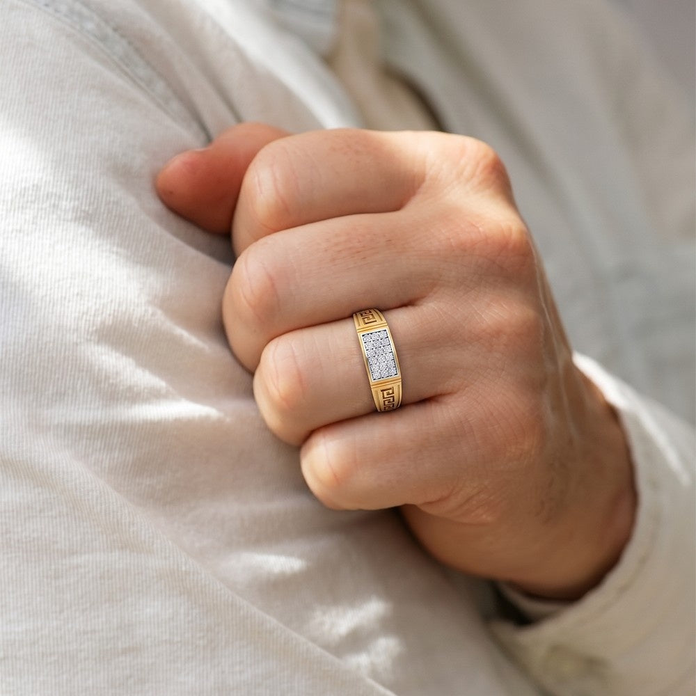 Gold & Diamond Band Ring For Men KRC20219
