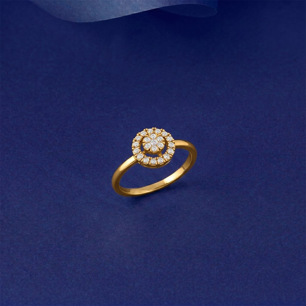 Gold & Diamond Halo Ring For Women KRC10270