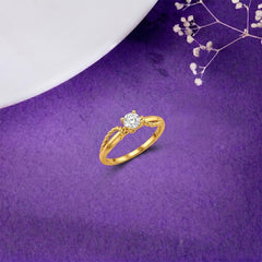 Gold & Diamond Solitaire Ring For Women KRC10837