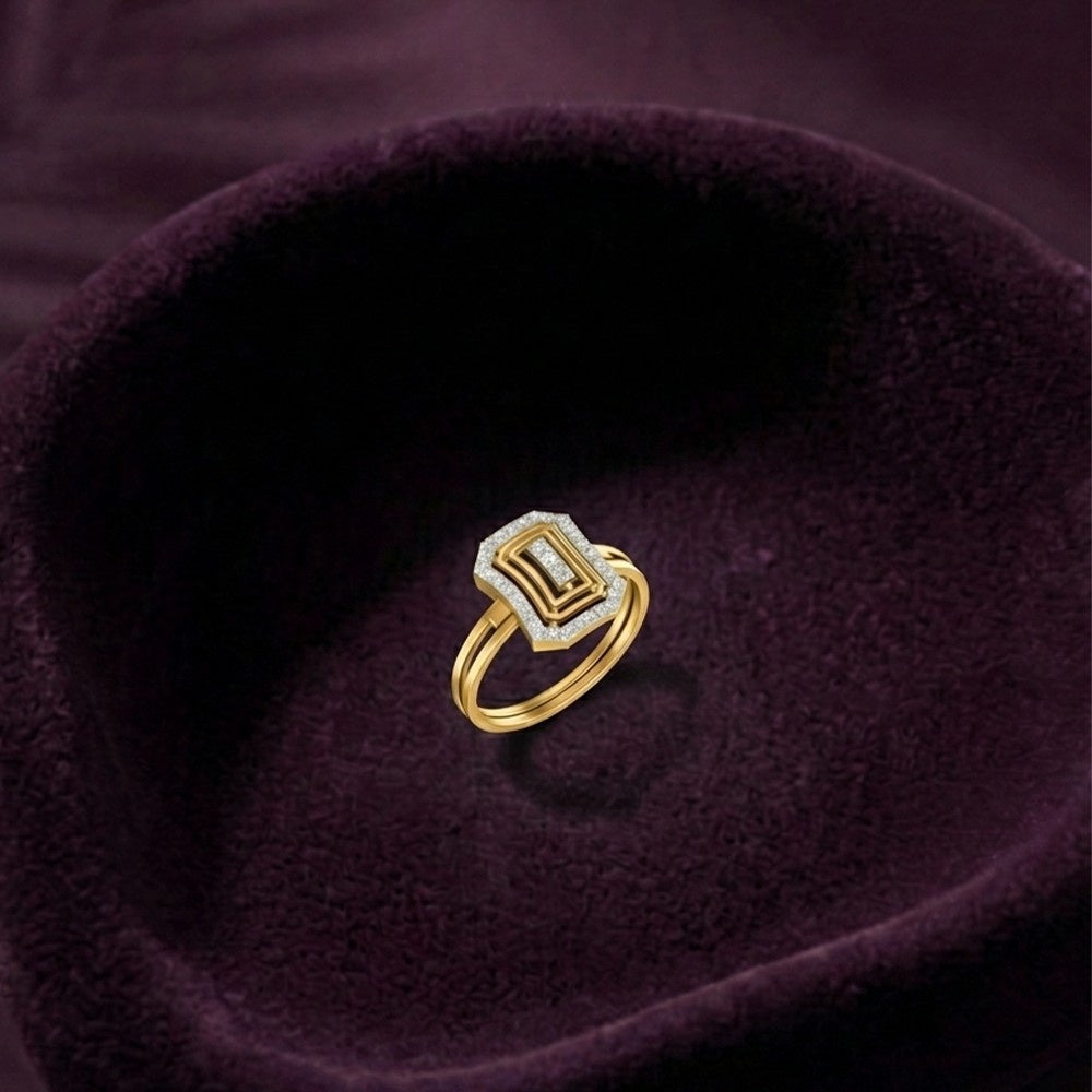 Gold & Diamond Cocktail Ring For Women KRC10293