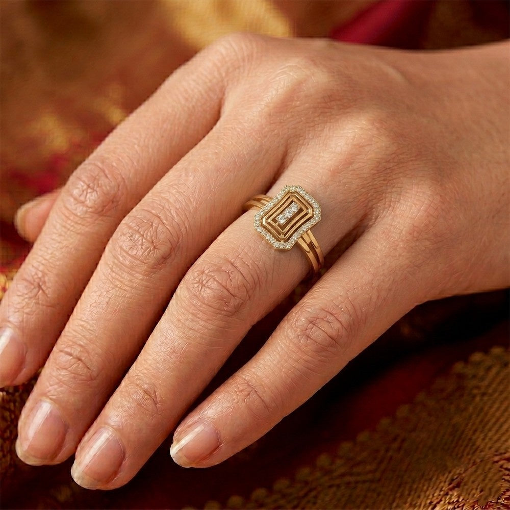 Gold & Diamond Cocktail Ring For Women KRC10293