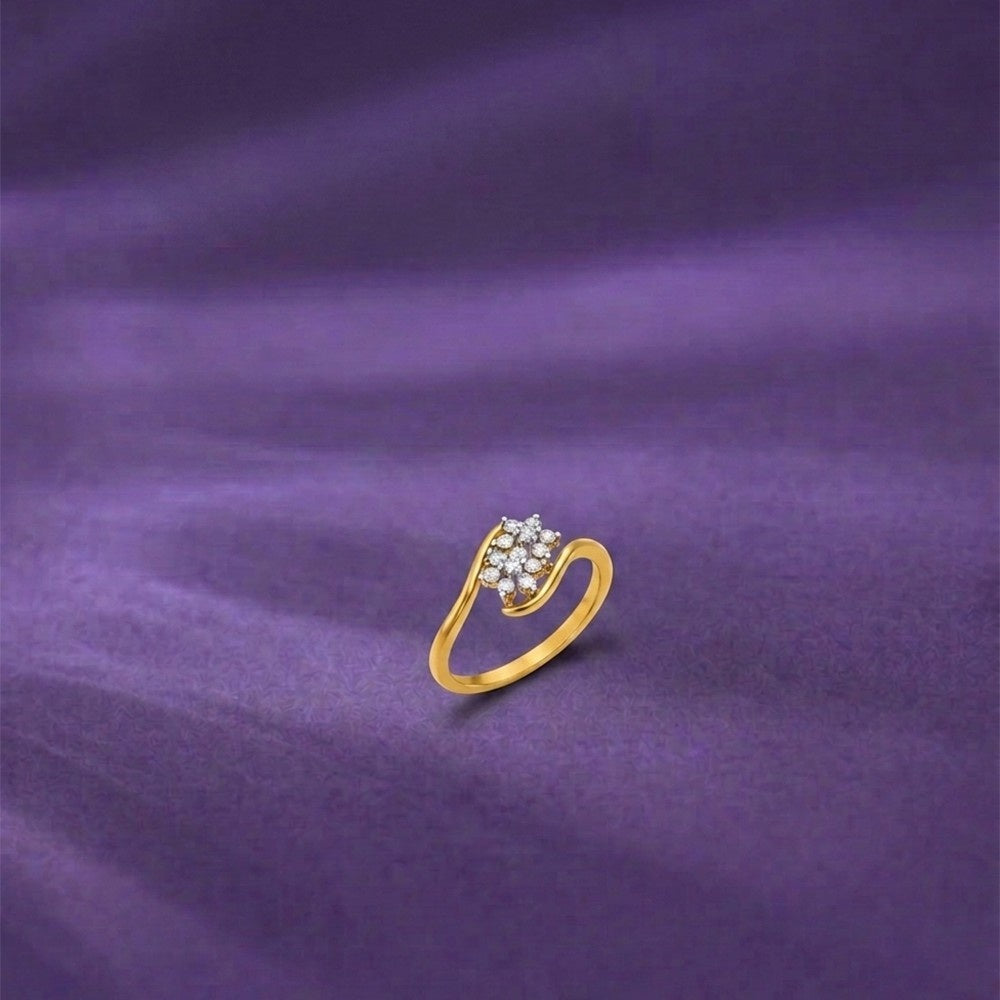 Gold & Diamond Cluster Ring For Women KRC10839