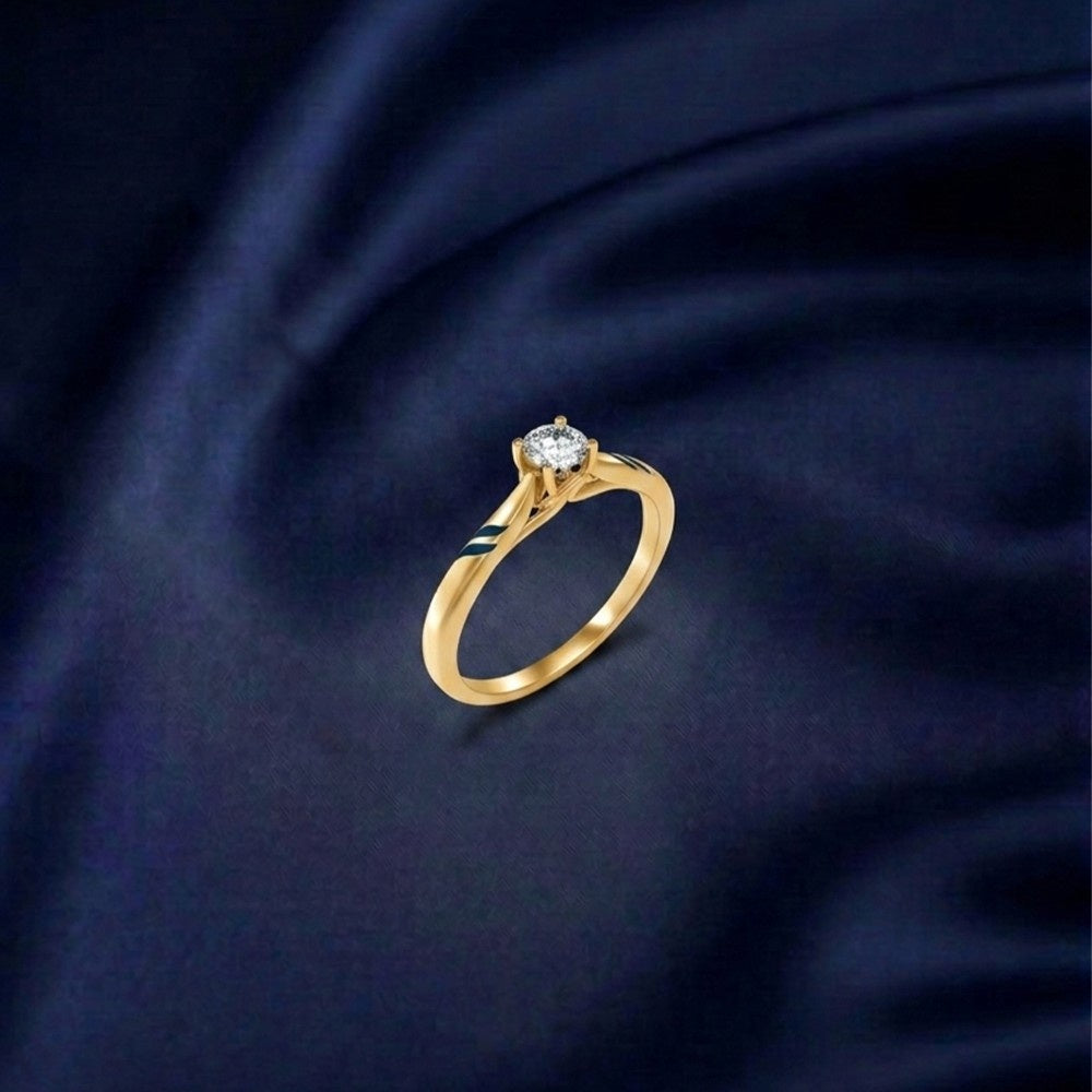 Gold & Diamond Solitaire Ring For Women KRC10835