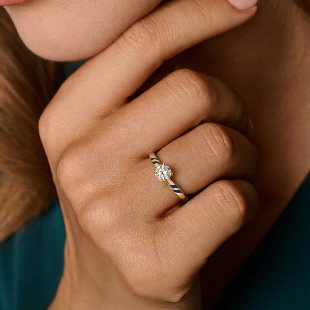 Gold & Diamond Solitaire Ring For Women KRC10835