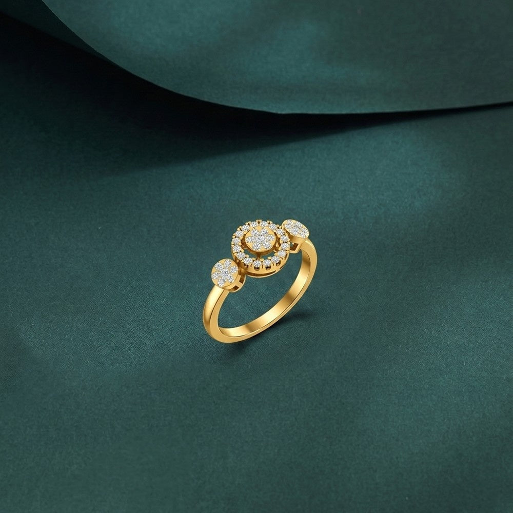 Gold & Diamond Halo Ring For Women KRC10222