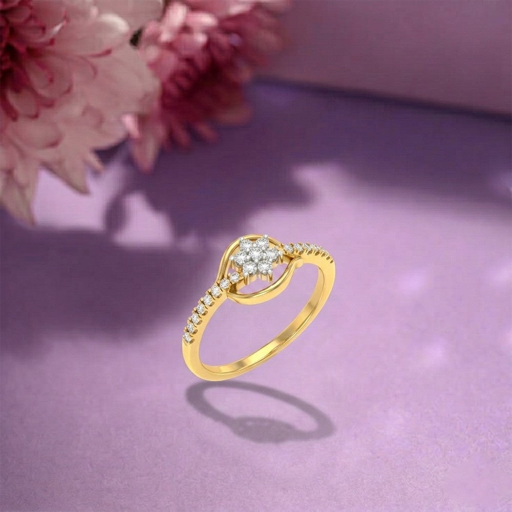 Gold & Diamond Band Ring For Women KRC10841