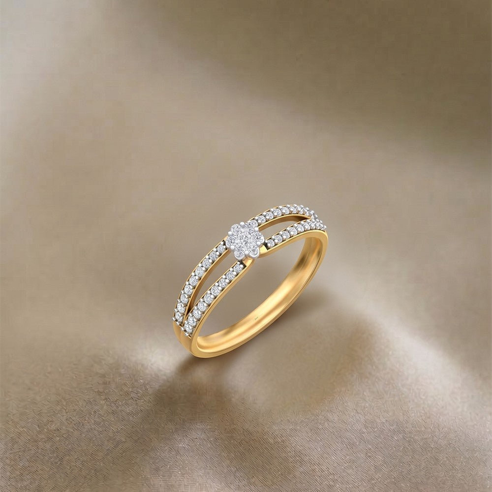 Gold & Diamond Band Ring For Women KRC10784