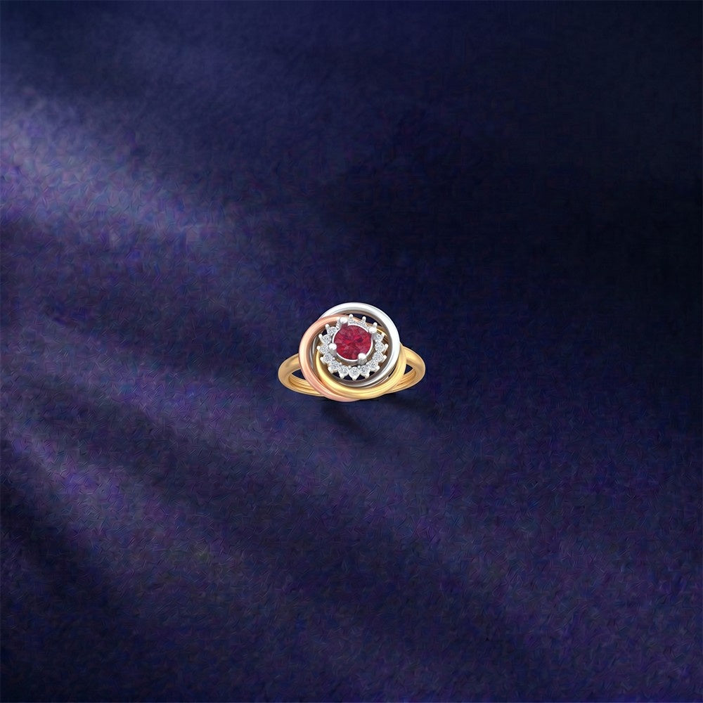 Gold & Diamond Gemstone Ring For Women KRB10322