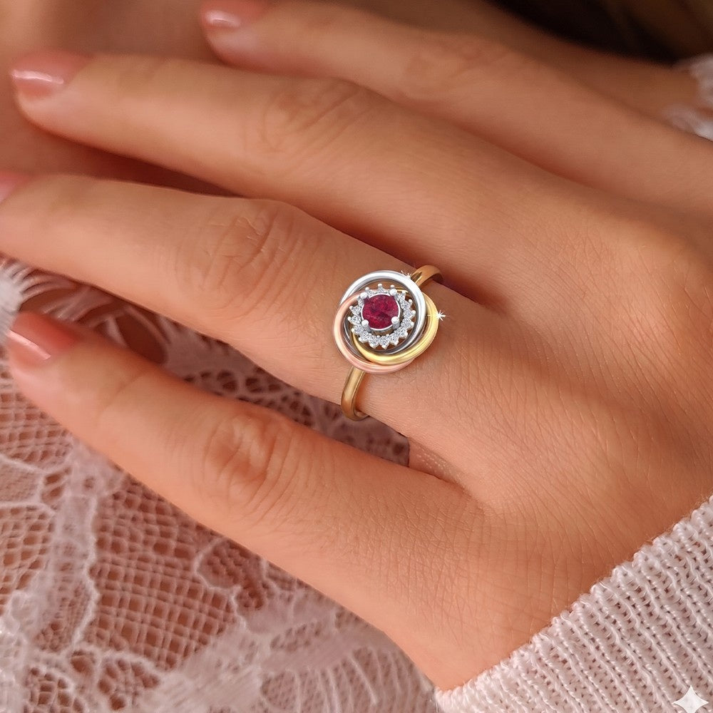 Gold & Diamond Gemstone Ring For Women KRB10322
