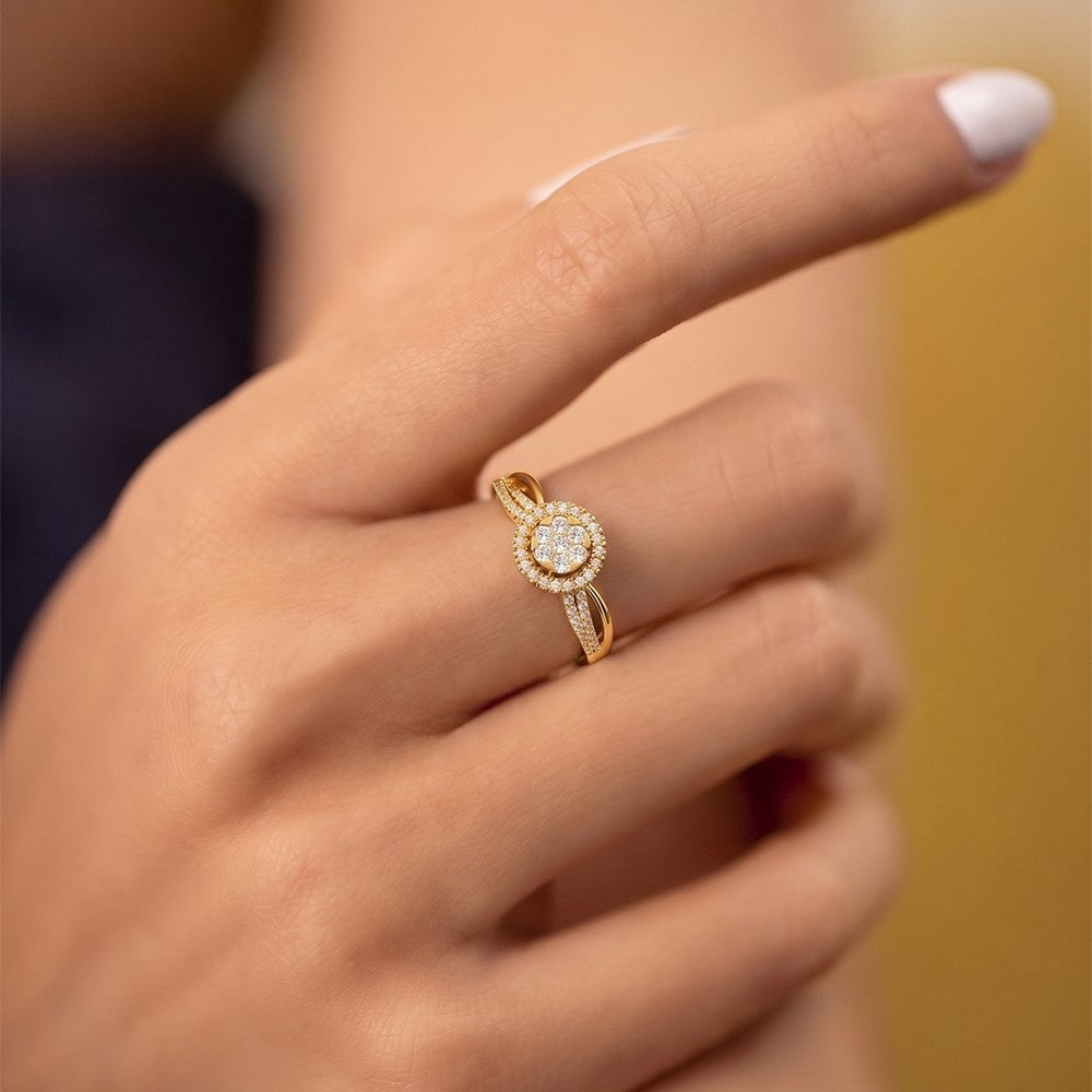 Gold & Diamond Engagement Ring For Women KRC10917
